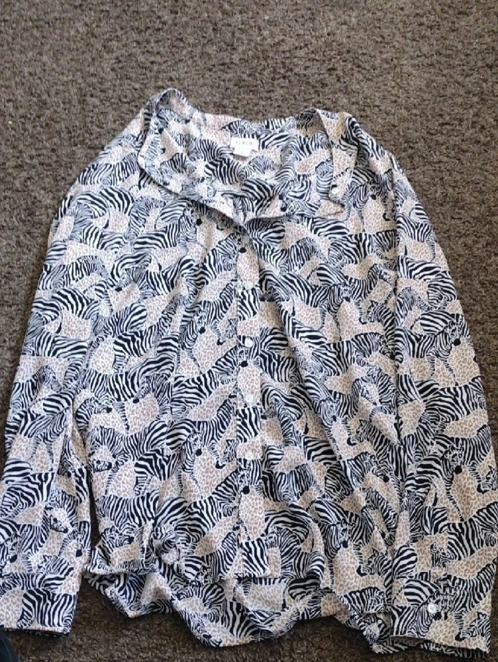 J. Crew Men’s Zebra & Spot Print Novelty Button-Down Shirt in Black & Beige